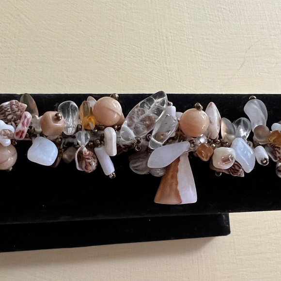 Shells & Beads 6 in Bracelet Handmade Button & Loop Closure Cotton - Picture 2 of 12